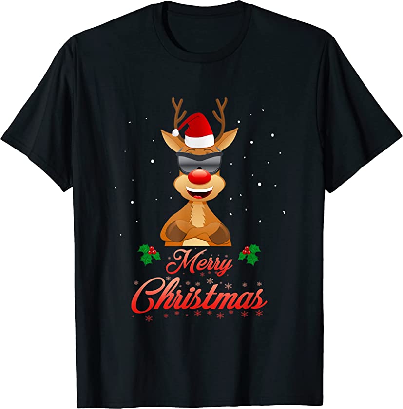 Reindeer Salting Cane Candy Gingerbread Merry Christmas Day T-Shirt