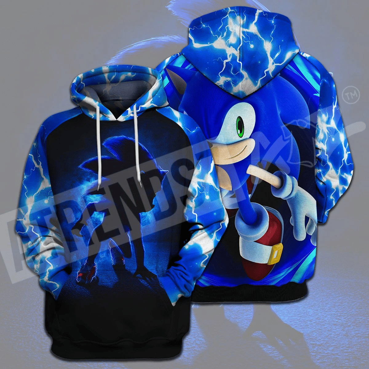 Sonic The Hedgehog T-Shirt Sonic Running Thunder Blue T-Shirt Hoodie Adult Full Print