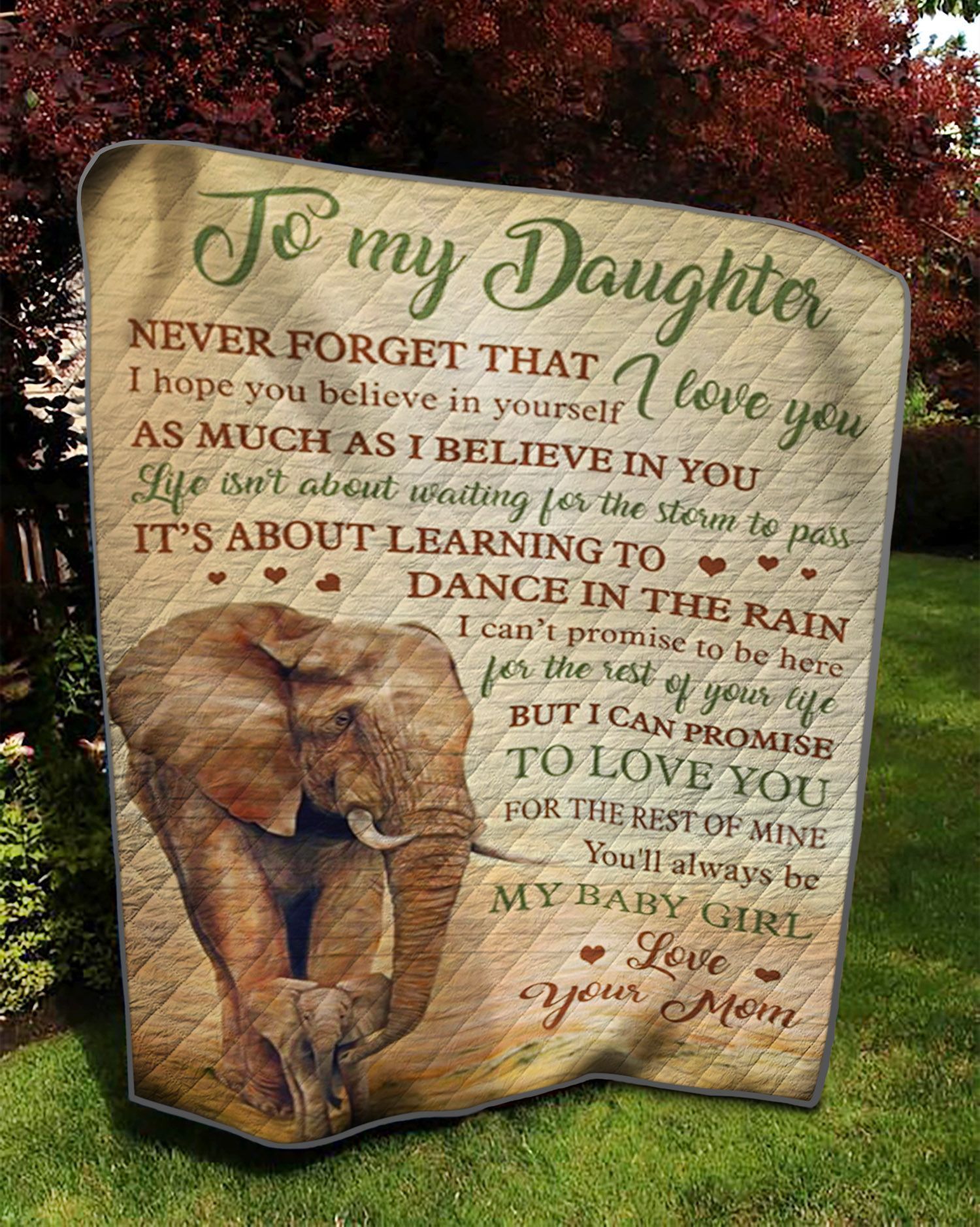 Personalized Elephant To My Daughter From Mom Never Forget That I Love You Quilt Blanket Great Customized Gifts For Birthday Christmas Thanksgiving