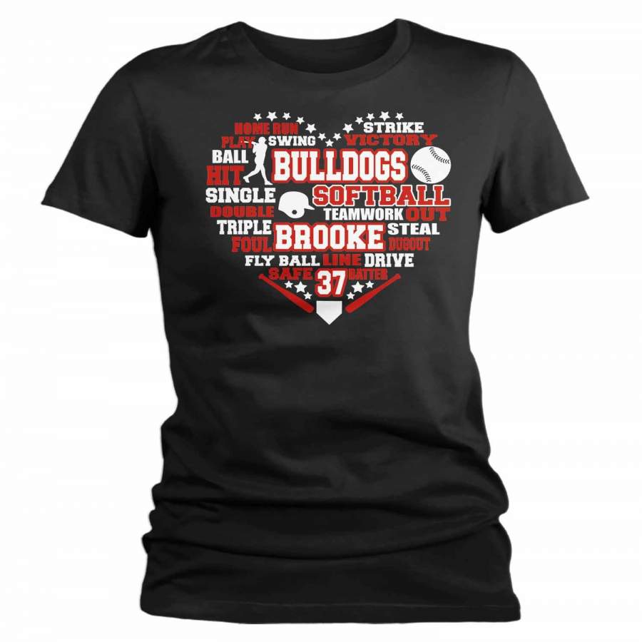 Women’s Personalized Softball T Shirt Subway Art Shirt Softball Subway Art Softball Typography Custom Shirt