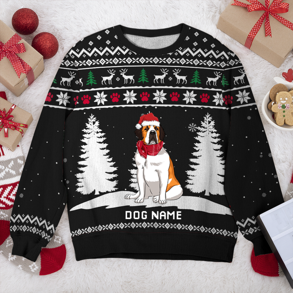 St Bernard Winter Dog Personalized Sweater, Dog Ugly Christmas Sweater