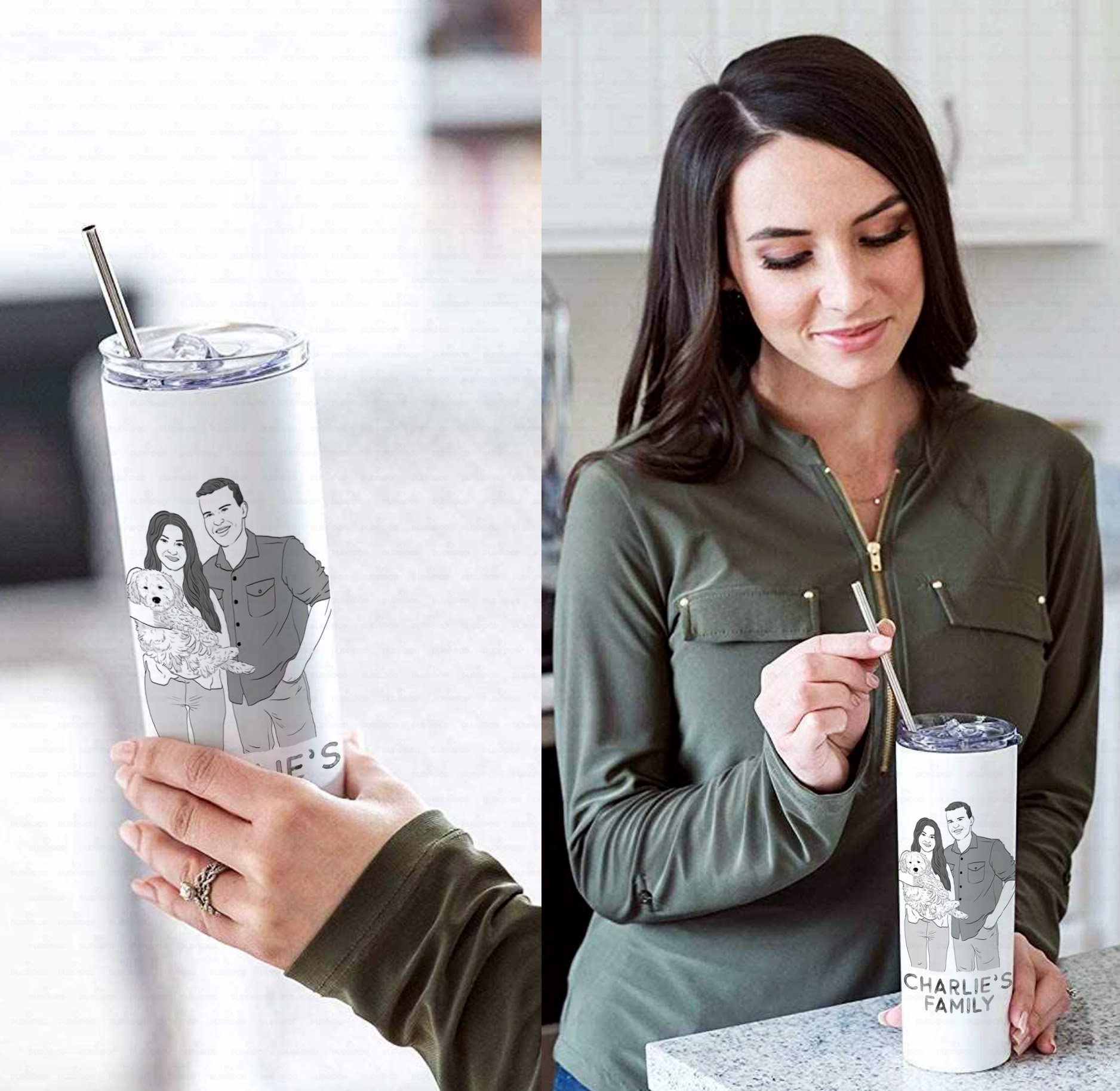 Personalized Dog Gift Idea – Black And White Sketching Gift For Puppy Lovers – Tumbler