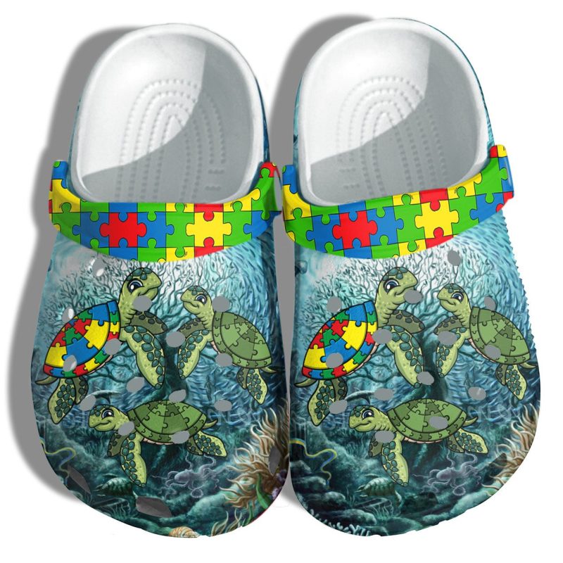 Family Turtle Autism Awareness Clogs Shoes Gifts