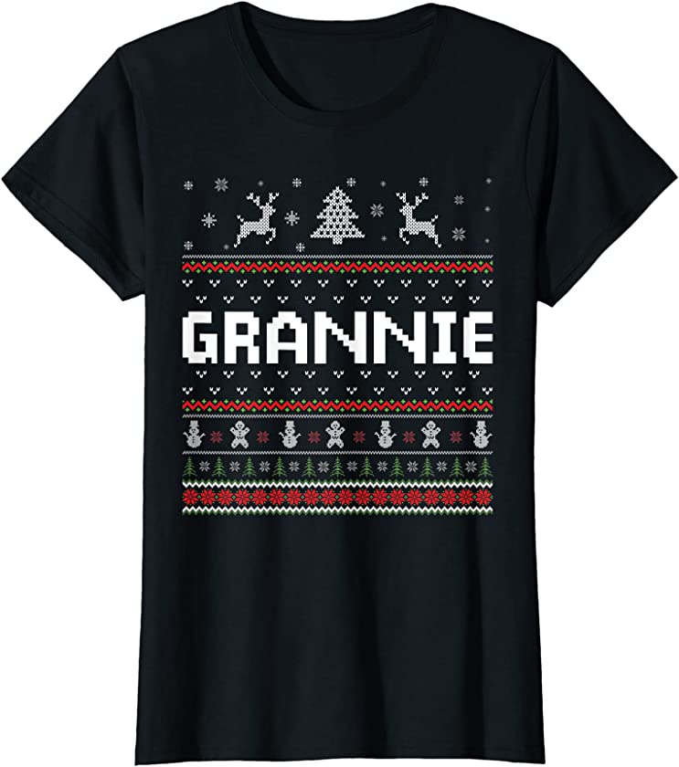 Womens Grannie Ugly Holiday Party Matching Ugly Christmas Sweater T-Shirt