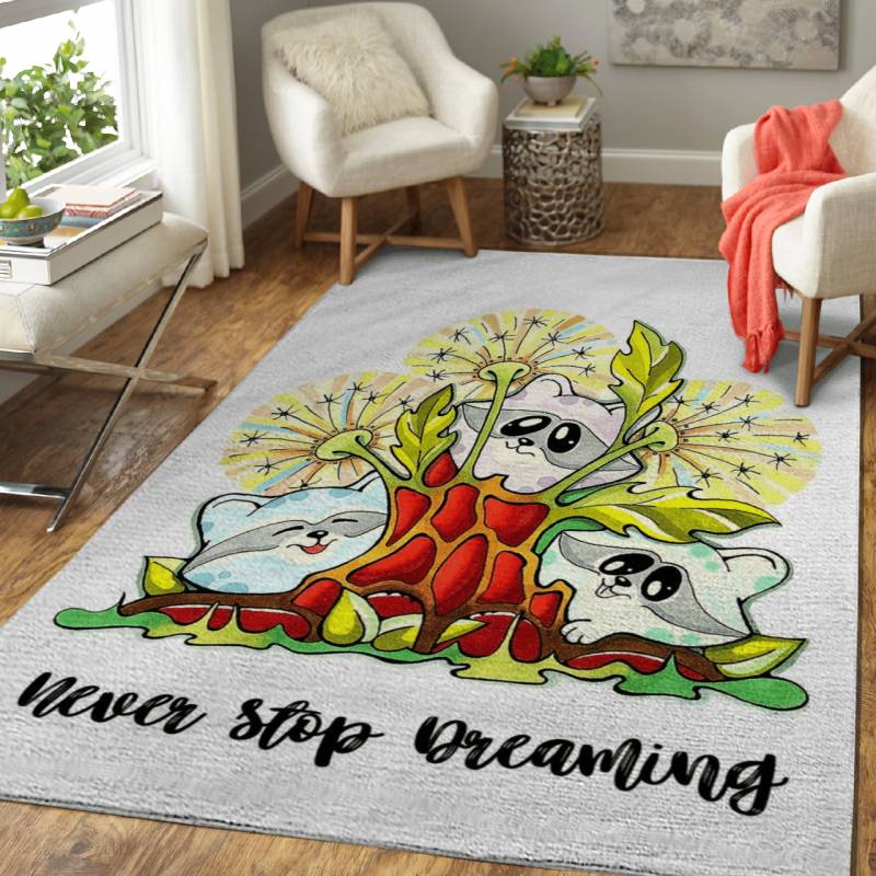 Raccoons in Dandellions – Funny Doodle Animals Area Rug Carpet