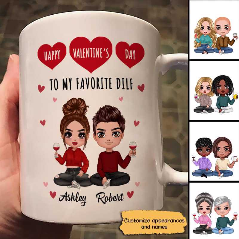 Happy Valentine‘S Day To My Dilf Personalized Mug