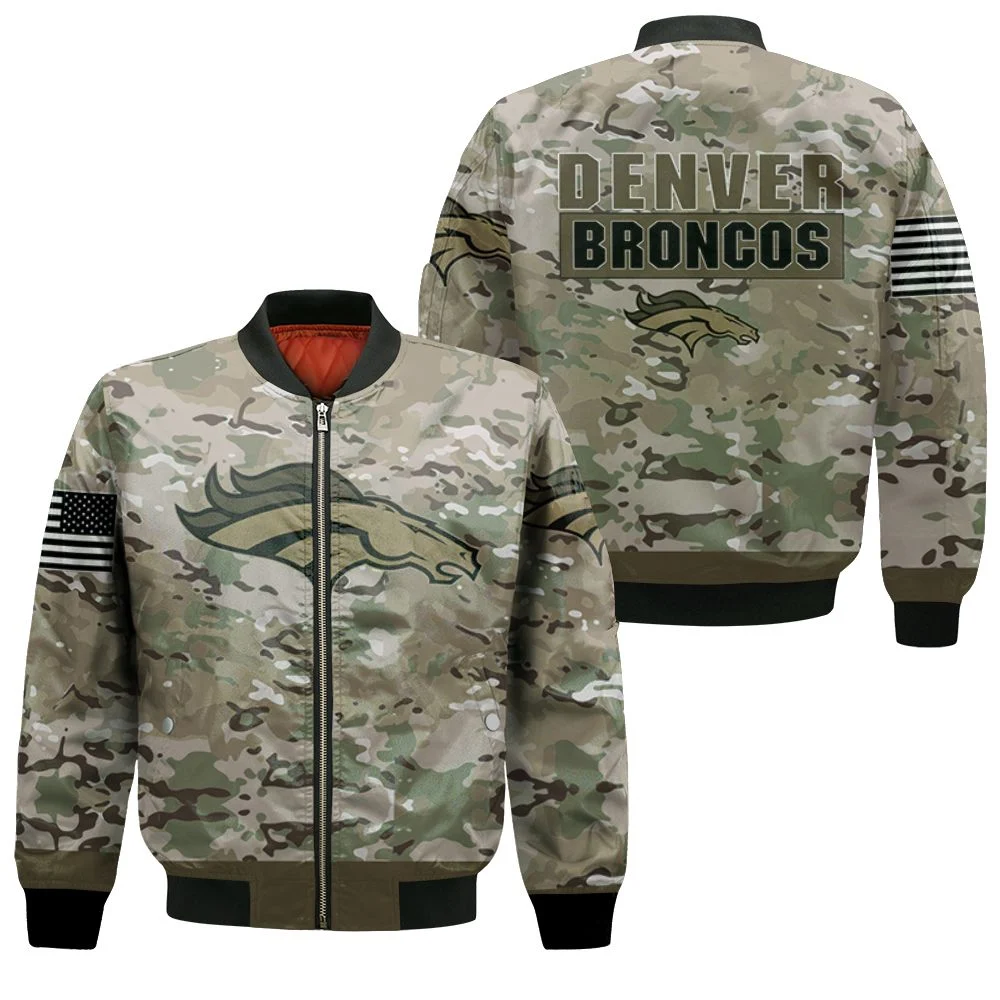 Denver Broncos Camo Pattern 3D Jersey Bomber Jacket