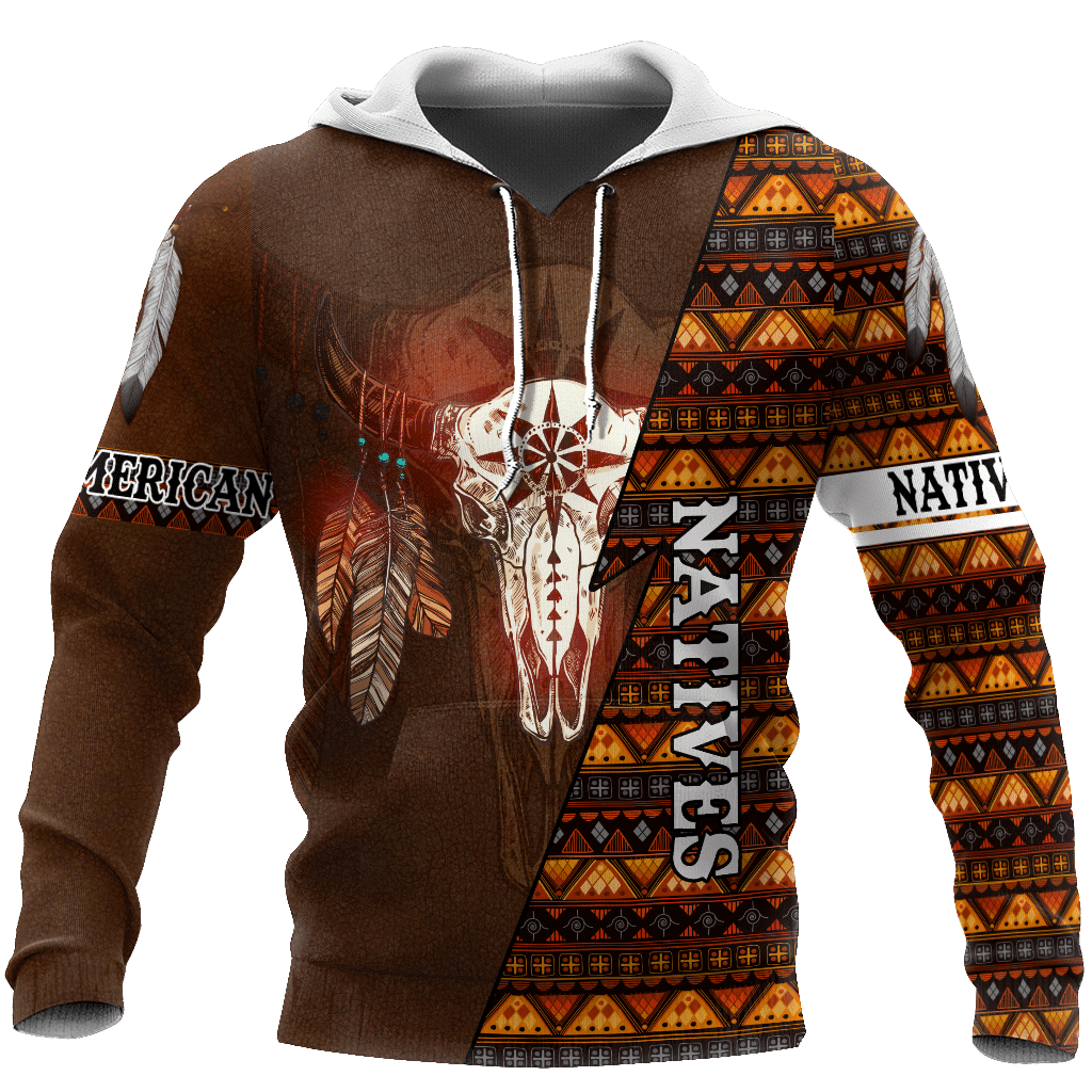 Premium Native American Bull Skull All Over Print Hoodie For Men And Women Mei