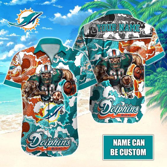 Miami Dolphins Hawaiian Shirt Custom Name 3D 2023