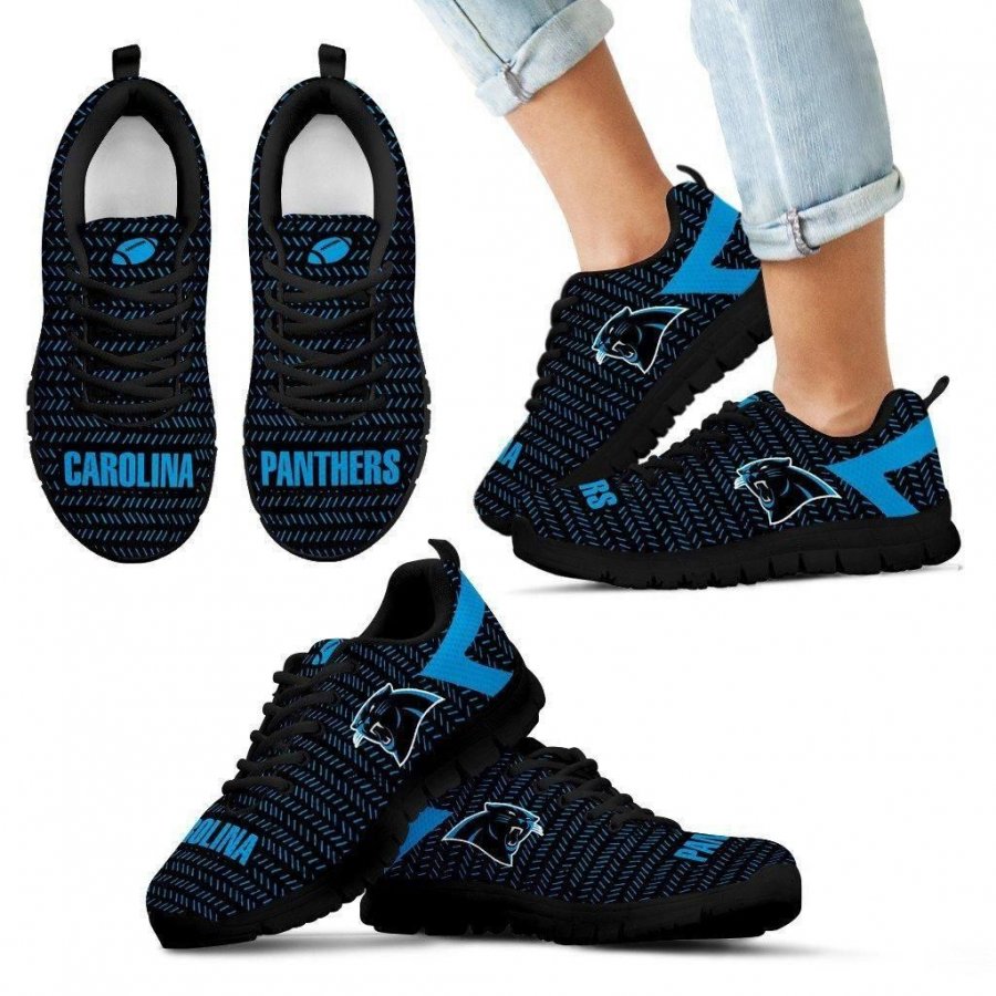 Pattern Logo Slide In Line Carolina Panthers Sneakers #854