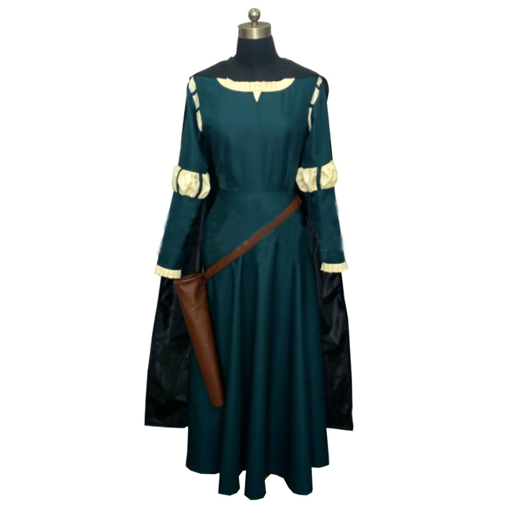 2017 New Arrival High Quality Brave Film Merida Dress Cosplay Princess Merida Costume alx