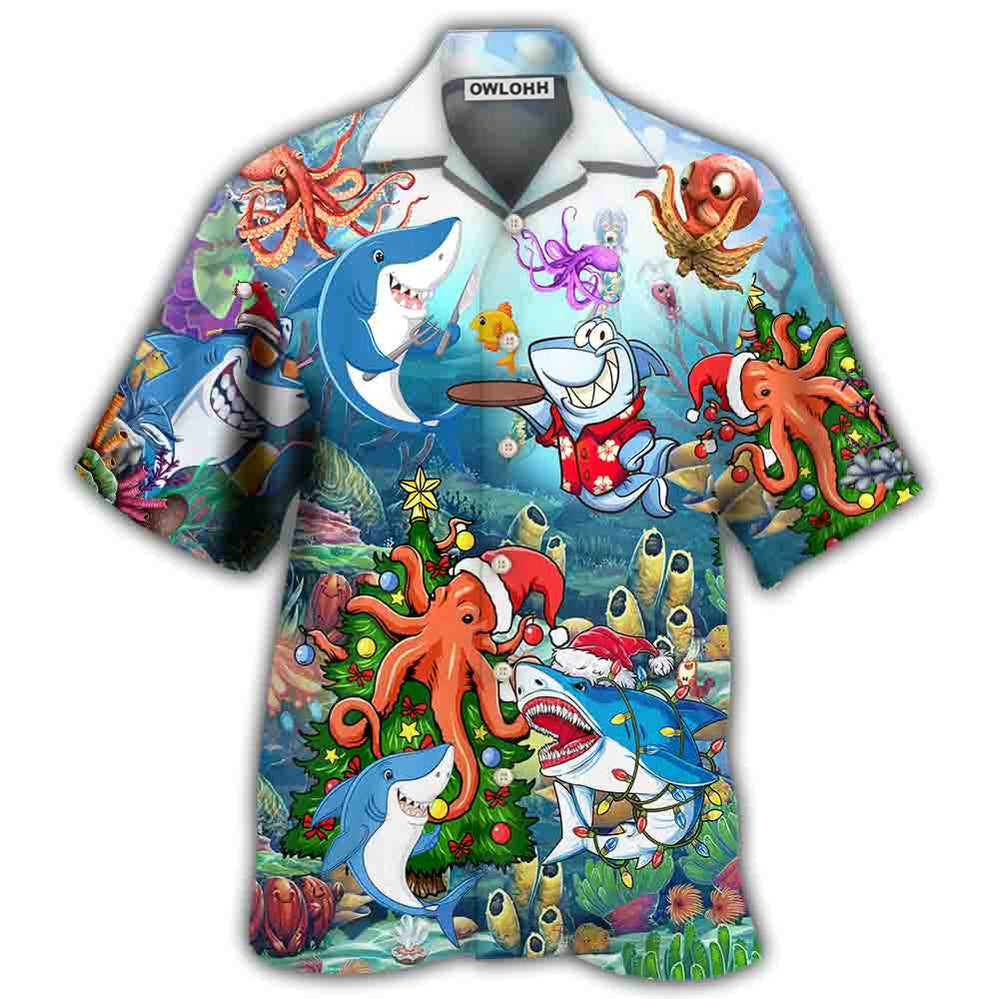 Shark Loves Beautiful Octopus – Hawaiian Shirt  – Owl Ohh