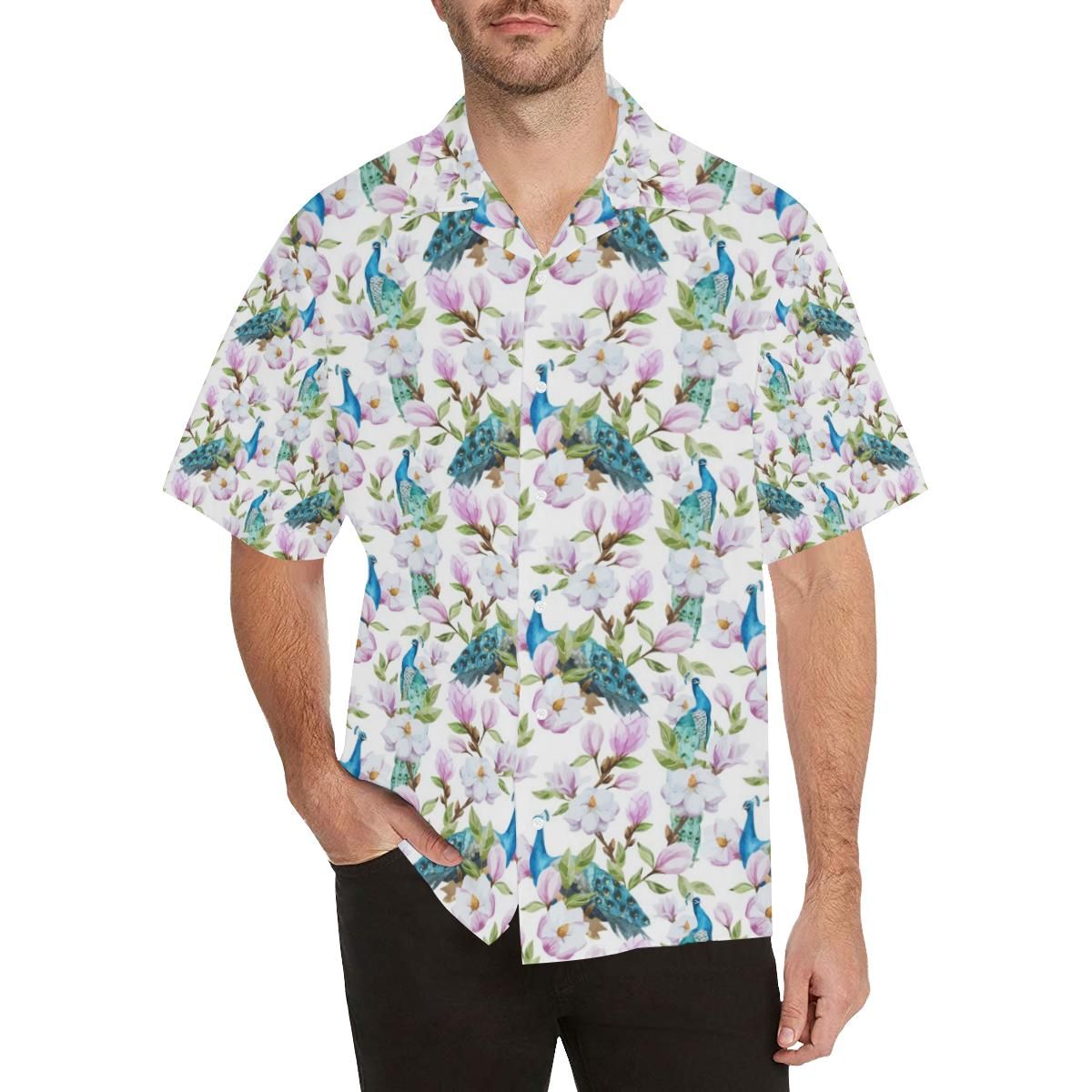 Peacock Pink Flower Pattern All Over Print Hawaii Shirt Ha41763