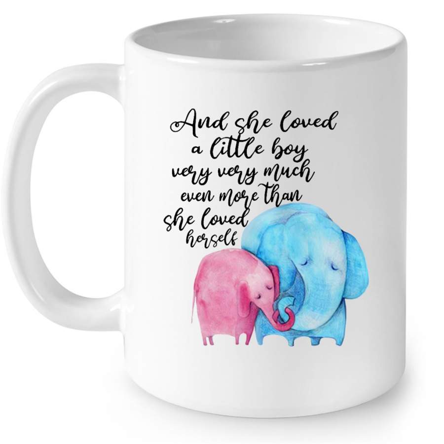 And She Loved A Little Boy Very Very Much Even More Than She Loved Herself, Elephant Design, Mother’s Day Gift A – Full-Wrap Coffee White Mug