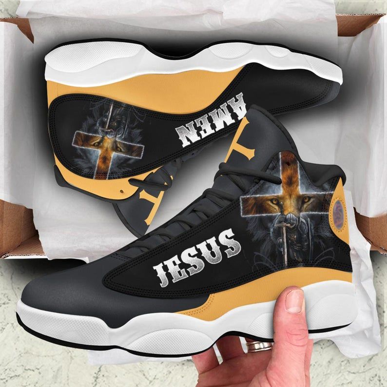 Jesus Christ Lion Cross JD13 Shoe, Air JD13 Shoe, Jesus Shoe, JD Sneakers, Air Sport, JD Shoes, Gift For Adults Men Women