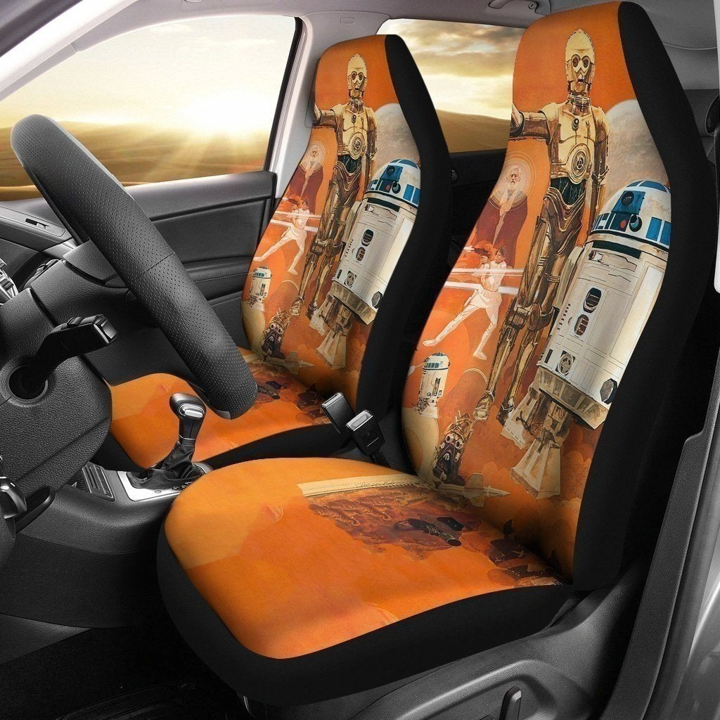 1977 Robot C-3Po Orange Design Car Seat Covers Lt03