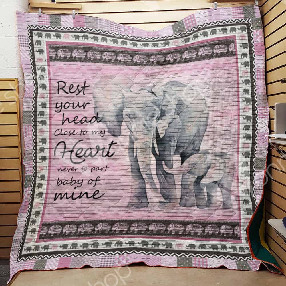 Elephant Walking  Rest Your Head Close To My Heart  Quilt Blanket