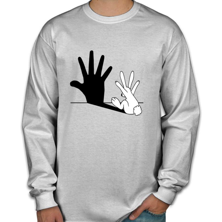 Rabbit Hand Shadow Men Long Sleeve Shirt