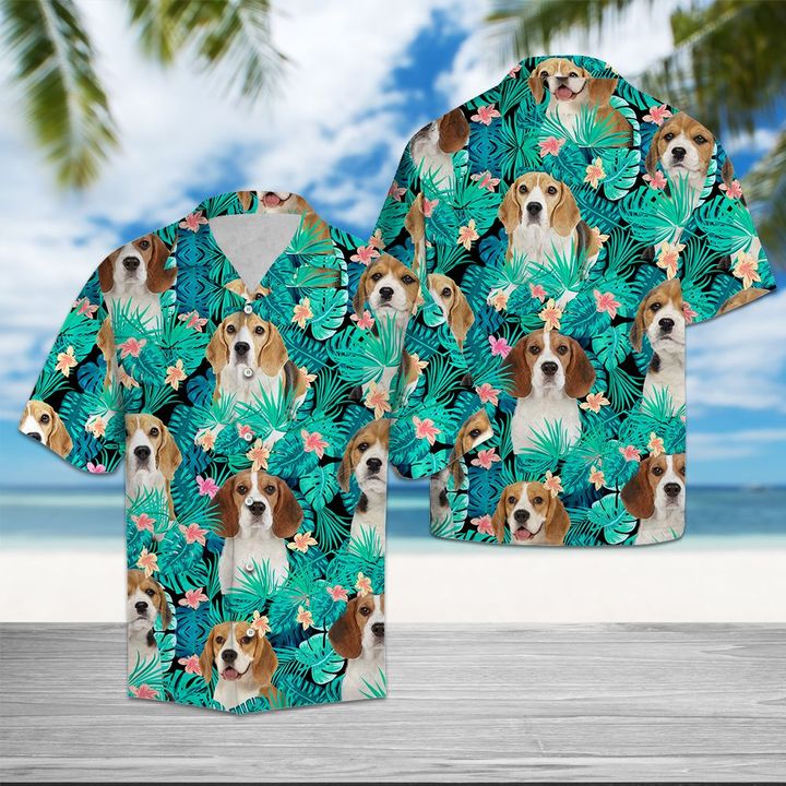 Beagle Tropical Hawaiian Shirt Summer Button Up For Men, Women, Couple