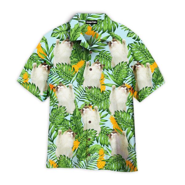 Funny Cat Raising Paw Pineapple Tropical Hawaii Shirt For Men Women Ha29467