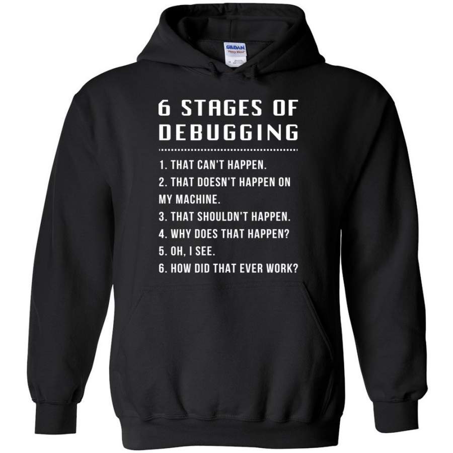 6 Stages Of Debugging – Programmer Profession Hoodie