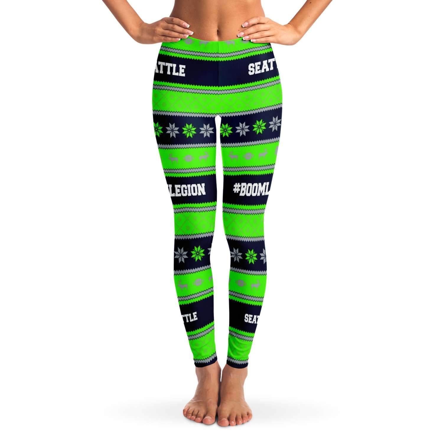 Seattle #Boomlegion Football Fan Ugly Christmas Leggings