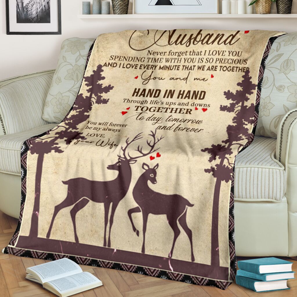 To My Husband, Never Forget That I Love You, For Animal Lover, Family, Wife Gift For Husband Fleece Blanket