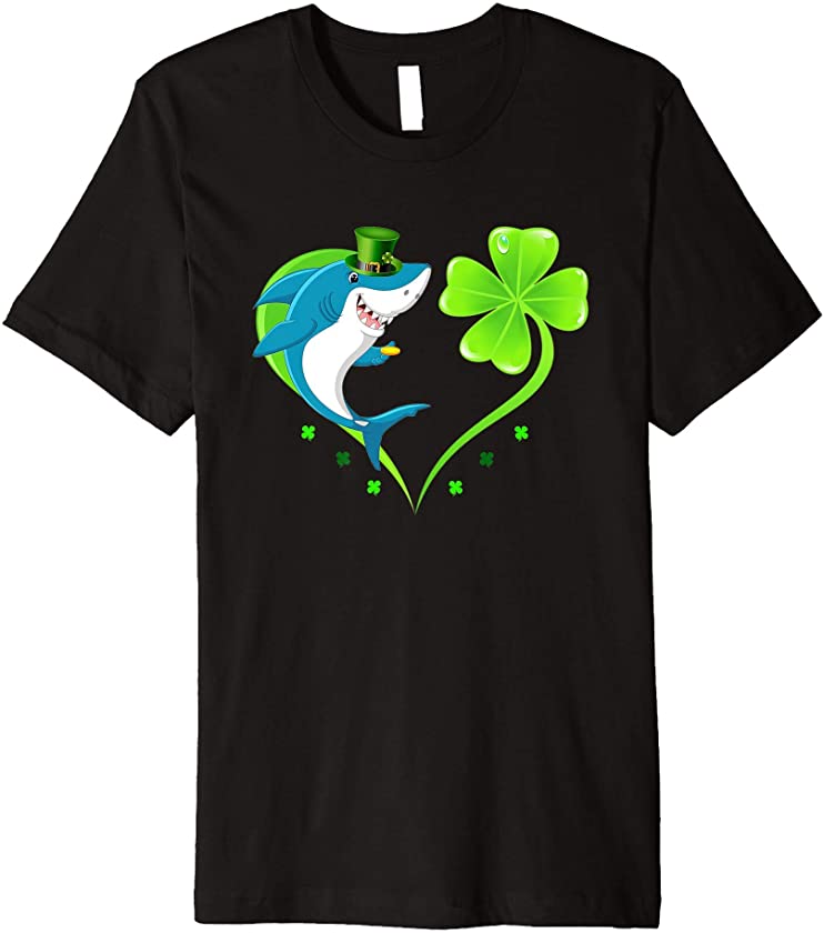 Shark Shamrock Heart St.Patrick Day Gift Shark Leprechaun Premium T-Shirt