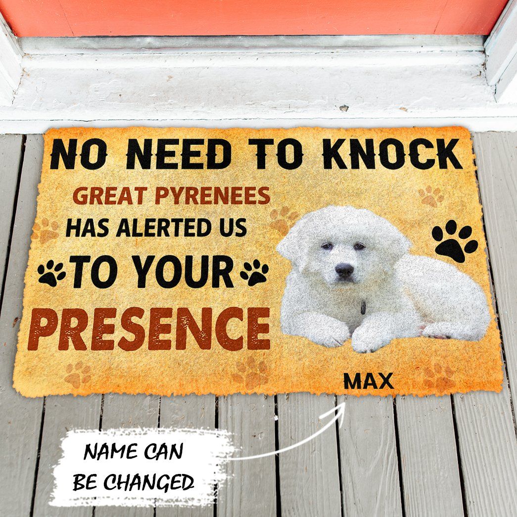 3D No Need To Knock Great Pyrenees Dog Custom Name Doormat