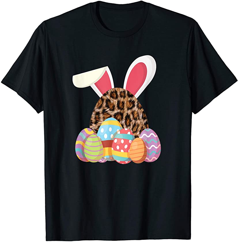 Bunny Ears Leopard Eggs Cute Easter Gift Girls Women T-Shirt