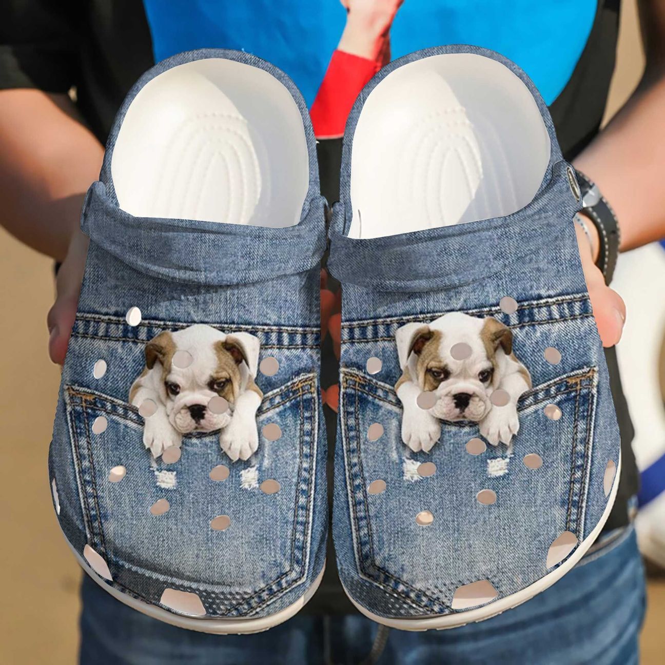 Bulldog Personalized Clog, Custom Name, Text Bulldog In Pocket, Fashion Style For Women, Men, Kid, Print 3D