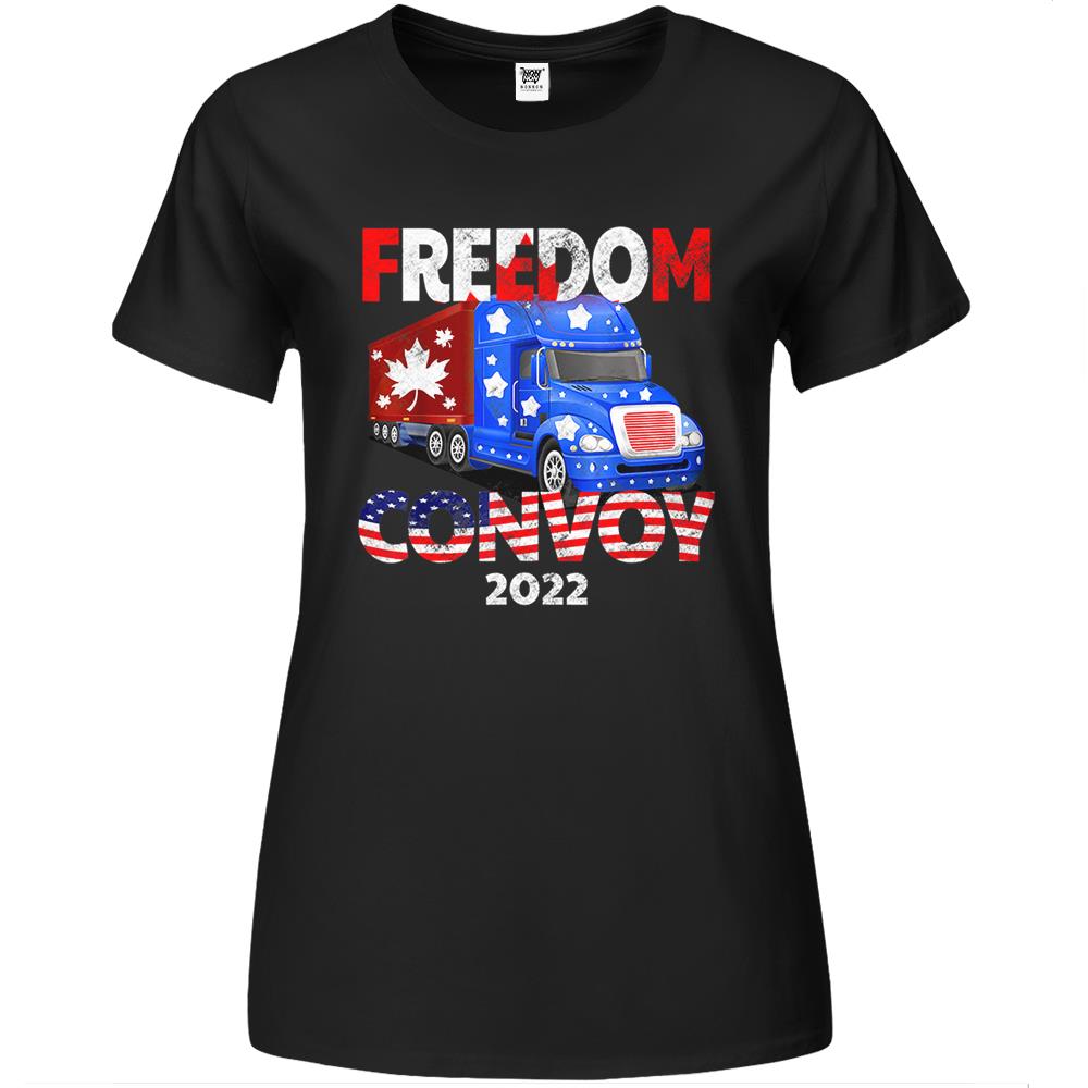 Freedom Convoy 2022 In Support Of Truckers Mandate Freedom Premium Womens T Shirts