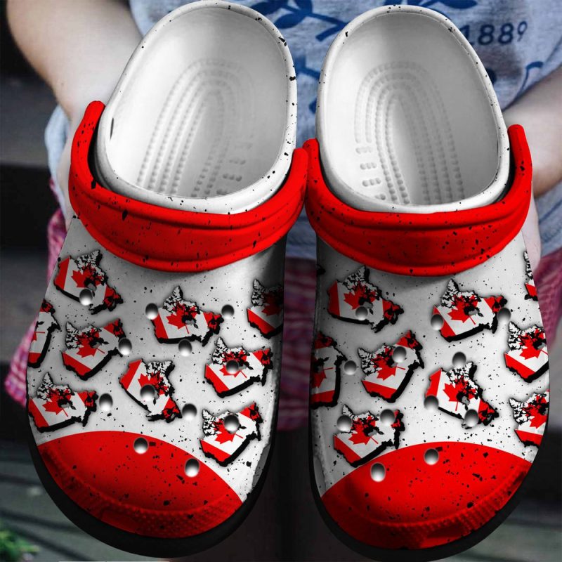 Canada Flag In Map For Men And Women Gift For Fan Classic Water Rubber clog Shoes Comfy Footwear