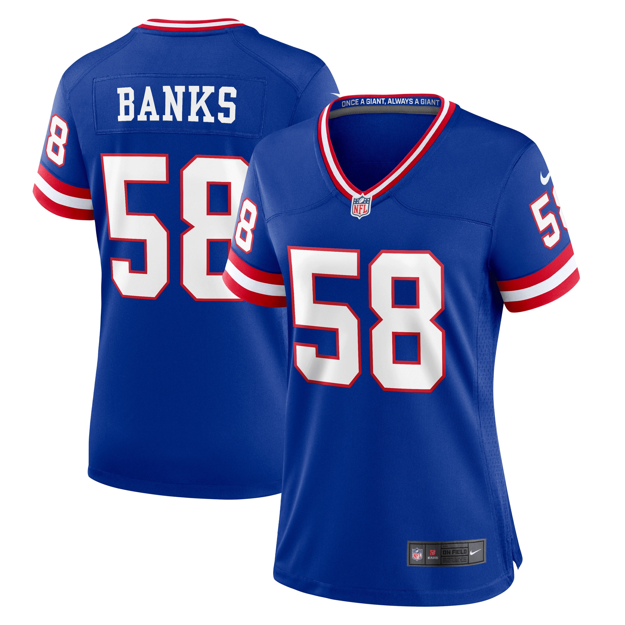 Women’s New York Giants Carl Banks Royal Classic Retired Player Game Jersey