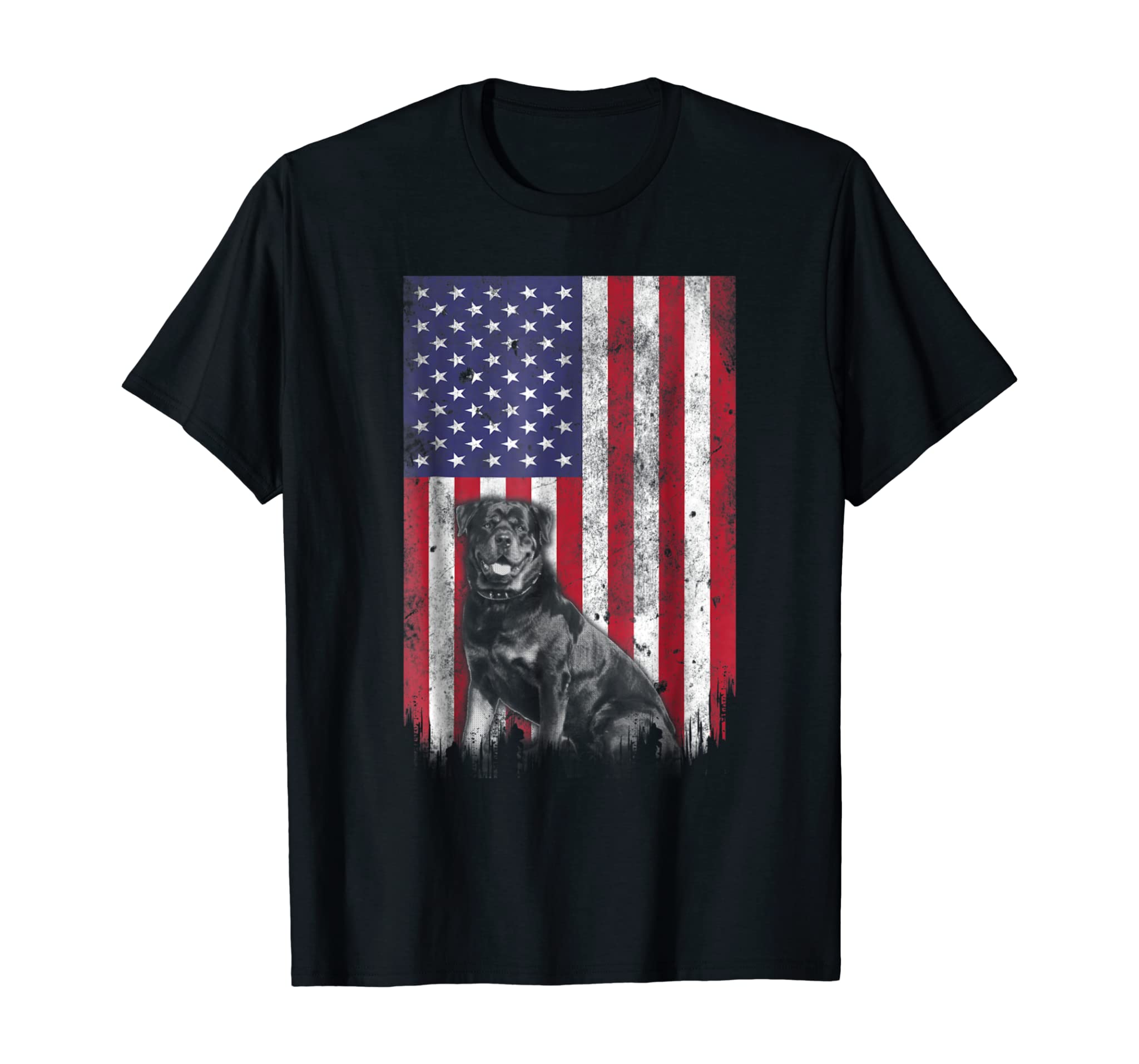 Patriotic American flag Rottweiler 4th of july T-Shirt