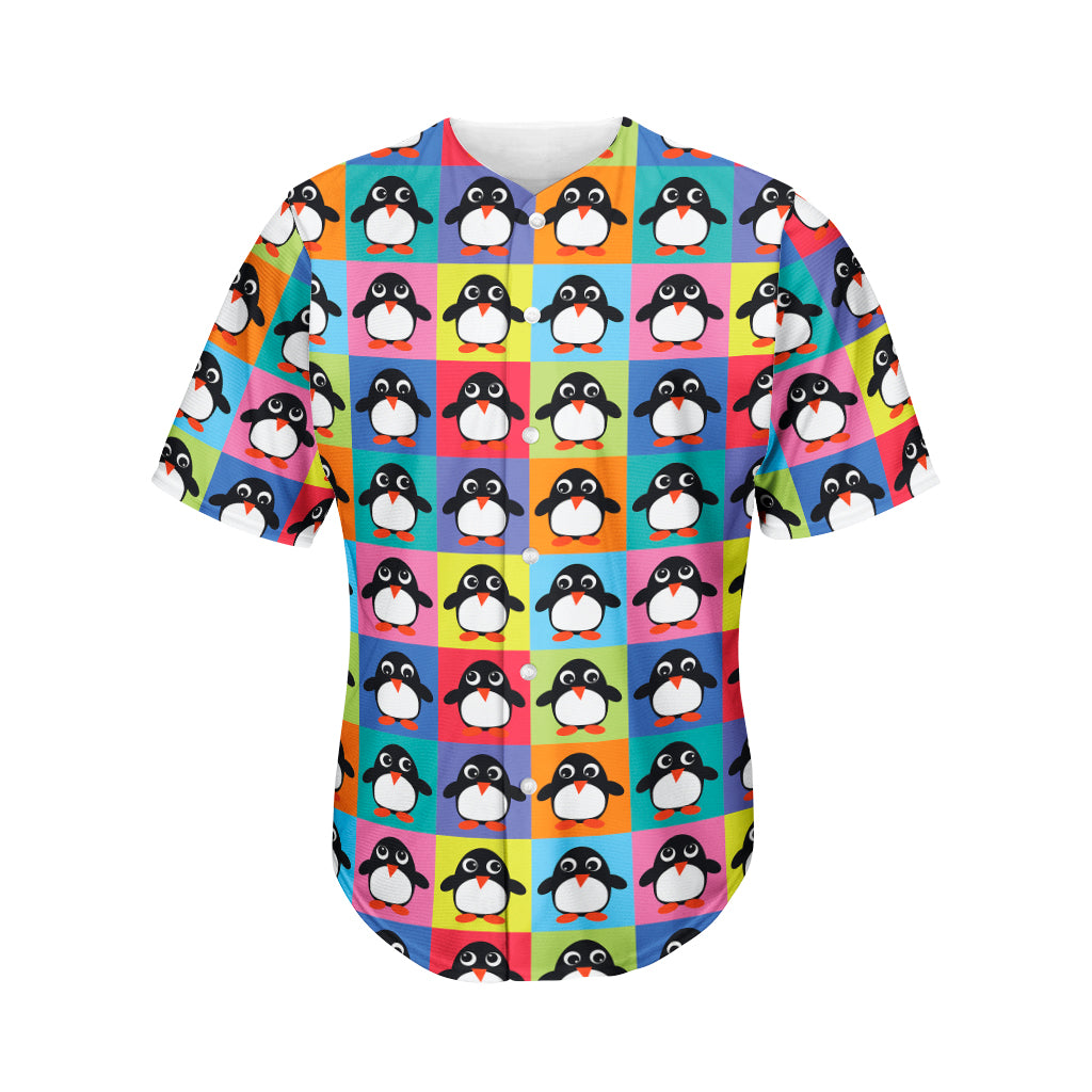 Cute Colorful Penguin Pattern Print Men’S Baseball Jersey 3D Print