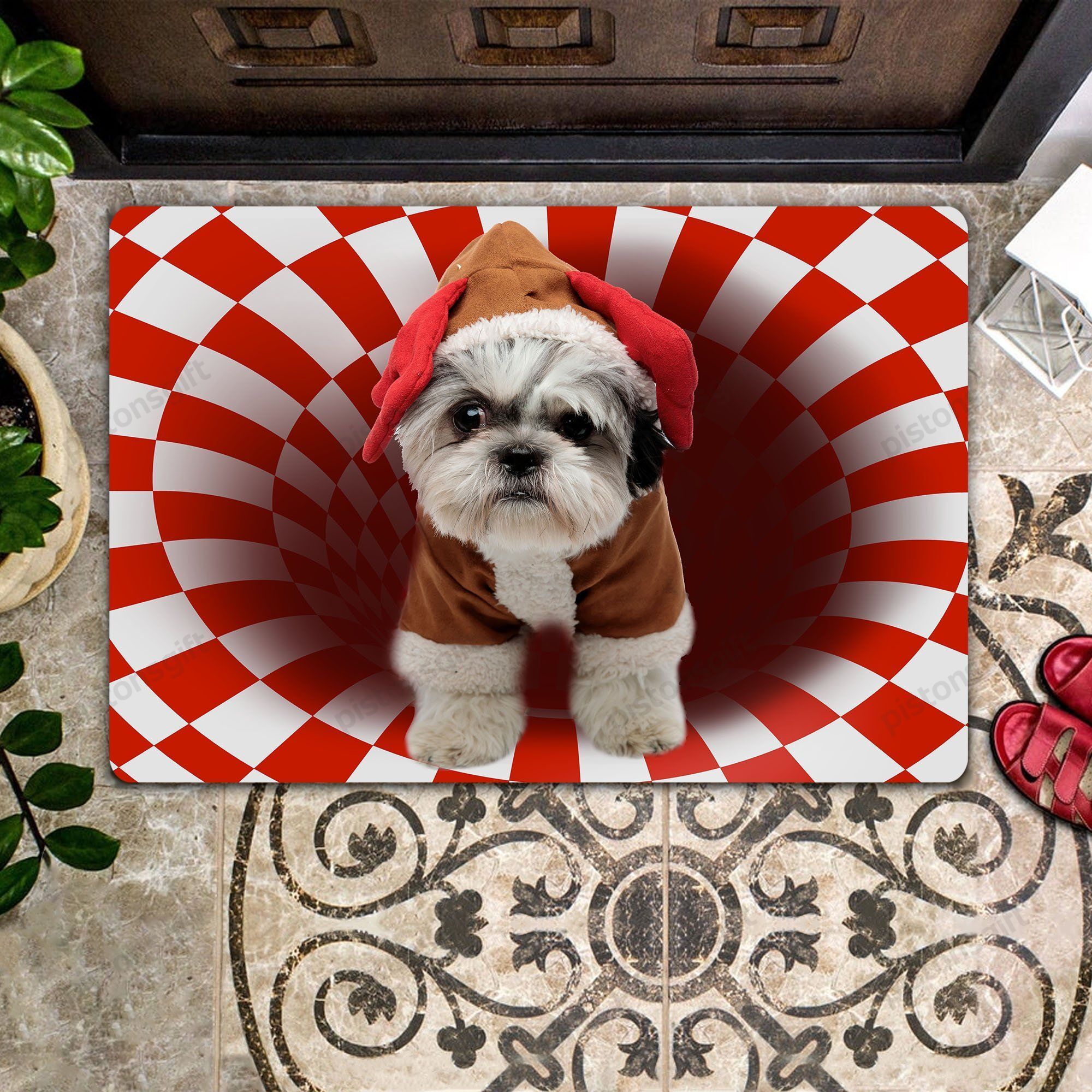 Shih Tzu Christmas All Over Printing Doormat