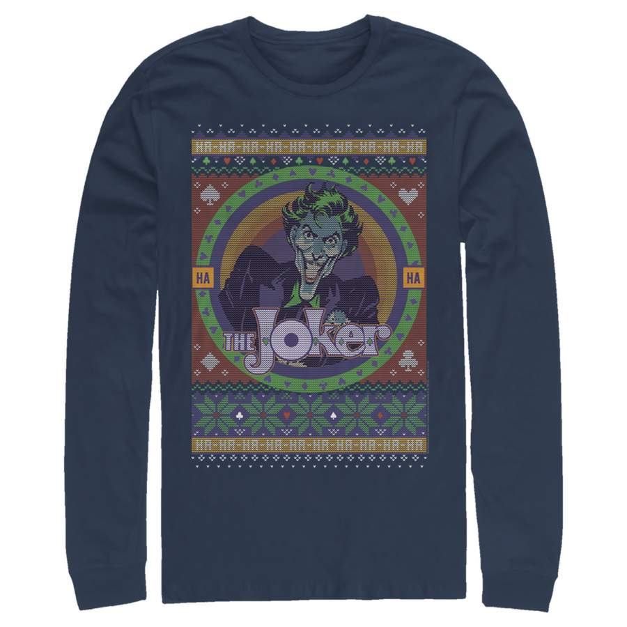 Batman Men’s Ugly Christmas Joker  Long Sleeve Shirt