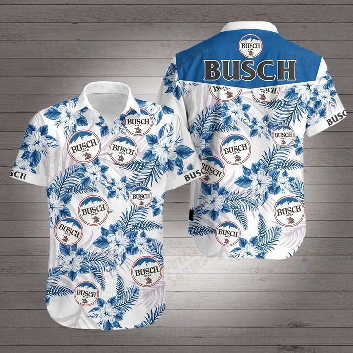 Busch Hawaii Shirt White Men Women Beach Wear Short Sleeve Ha80822