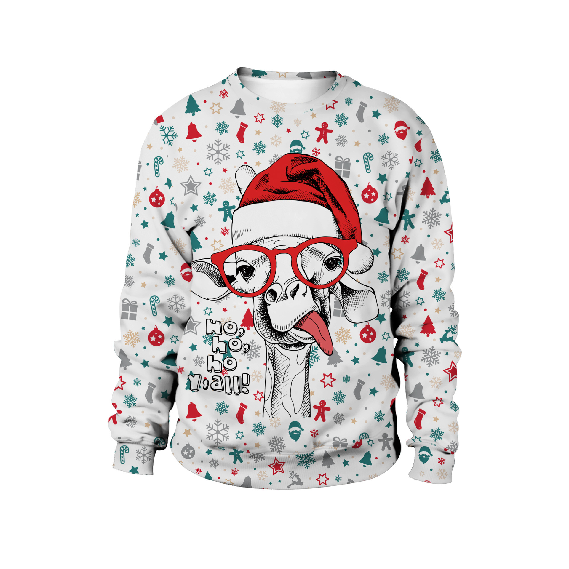 Unisex Men Women 2022 Ugly Christmas Sweater Santa Elf Funny Christmas Fake Hair Jumper Autumn Winter Tops Clothing alx