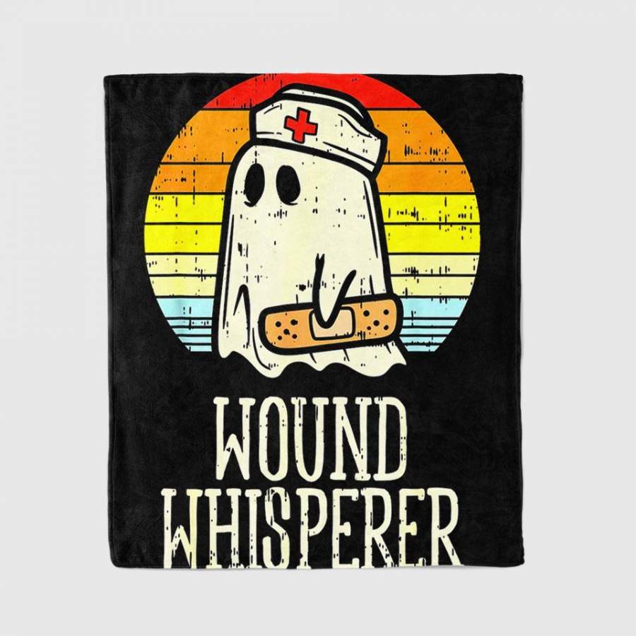 Wound Whisperer Ghost Nurse Boo Halloween 2020 Nursing Rn Blanket Personalized Fleece Blanket Halloween Gifts