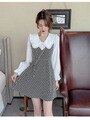 Autumn Winter New Women’s Elegant Plaid Long Sleeve Slim Night Club Party Dress Spring 2023 alx