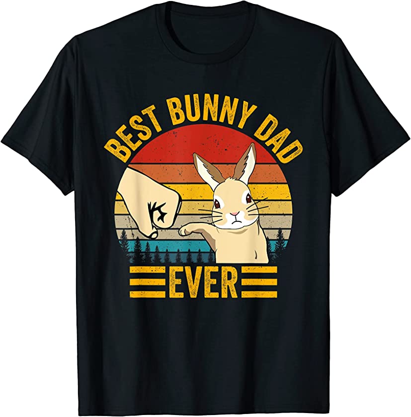 Mens Best Bunny Dad Ever Vintage Rabbit Lover Father Pet Rabbit T-Shirt