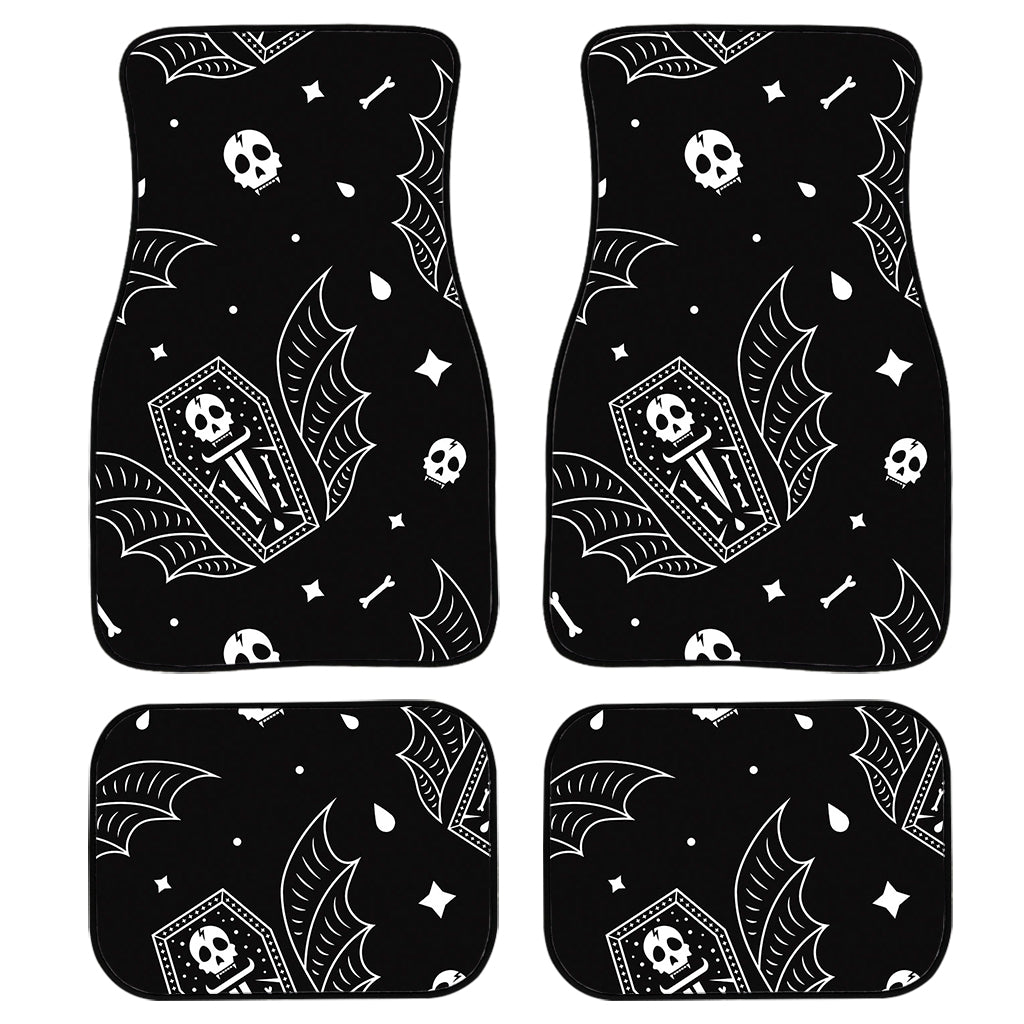 Vampire Coffin Pattern Print Front And Back Car Floor Mats, Front Car Mat