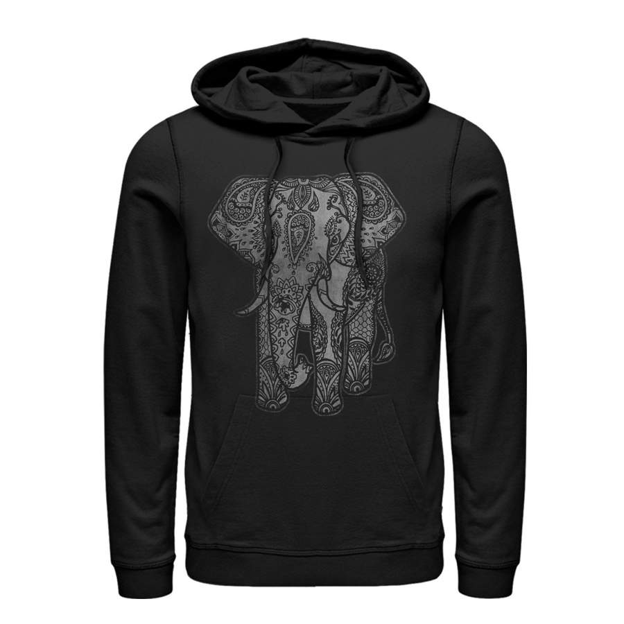 Lost Gods Men’s Elephant Print  Lightweight Hoodie Black