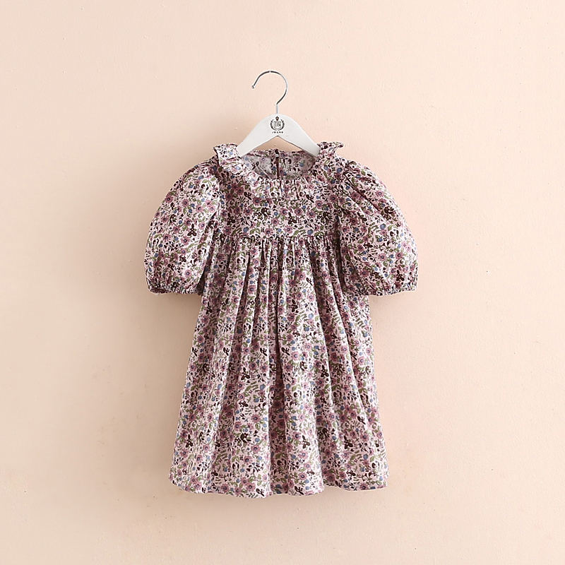 2022 New Fashion Summer 2 3 4 6 8 10 12 Years Children Short Sleeve Full Print Floral Flower Cotton Dresses For Baby Kids Girls alx