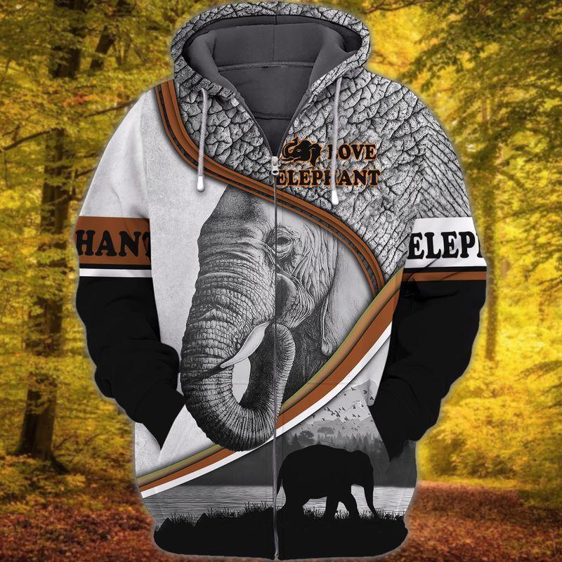 Love Elephant 3D Full Print3D All Over Printed Unisex Hoodie Zip Hoodie T-Shirt Plus Size S-5Xl