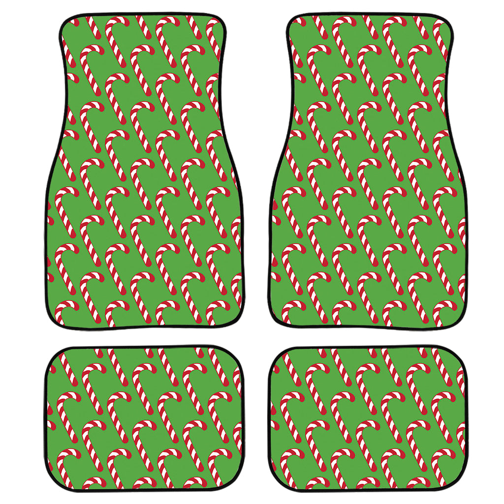 Merry Christmas Candy Cane Pattern Print Front And Back Car Floor Mats