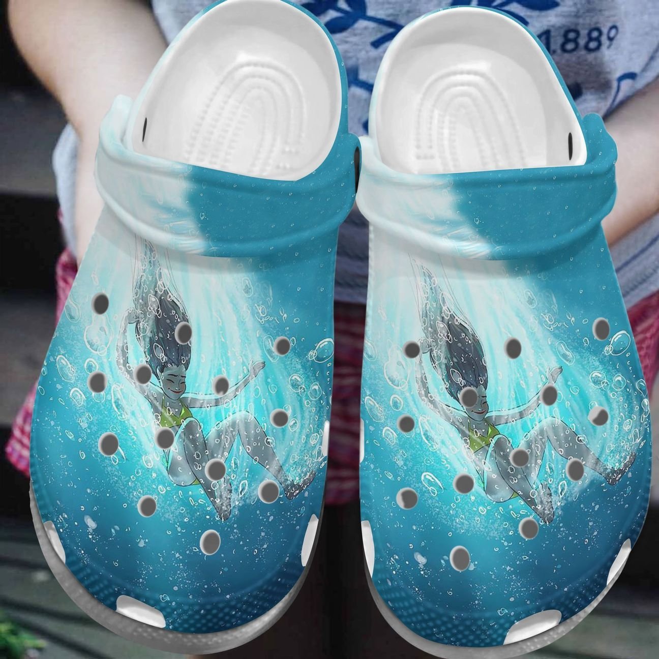 Swimming Personalized Clog, Custom Name, Text, Color, Number Fashion Style For Women, Men, Kid, Print 3D Happy Girl