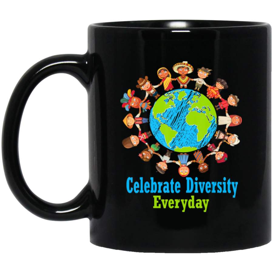 Celebrate Diversity Everyday Teachers school student 11oz 15oz Black Mug Happy Easter Day Funny Colors Eggs Bunny Ears Peeps Cute